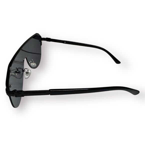 Shield Style Black Aviator Sunglasses Sleek Shades Unisex 61-143mm - Picture 5 of 10